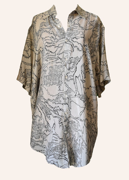 Astralagus Silk Crepe Oversized Shirt ~ Opal