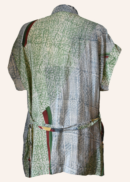 Pilea Silk Crepe Wrap Kimono Top ~ Papyrus L/XL