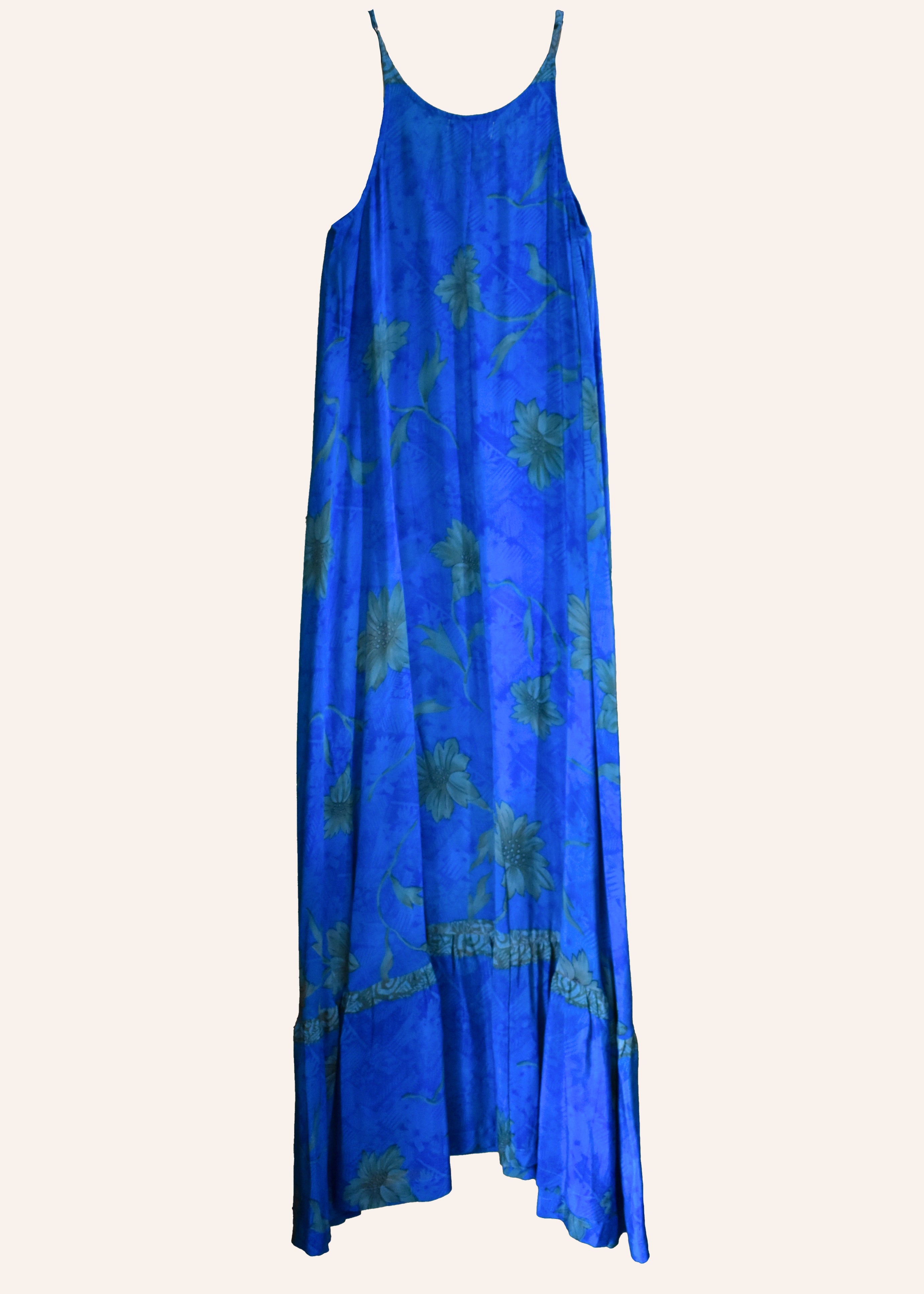 Eustoma Silk Crepe Swing Maxi Dress ~  Jewel S