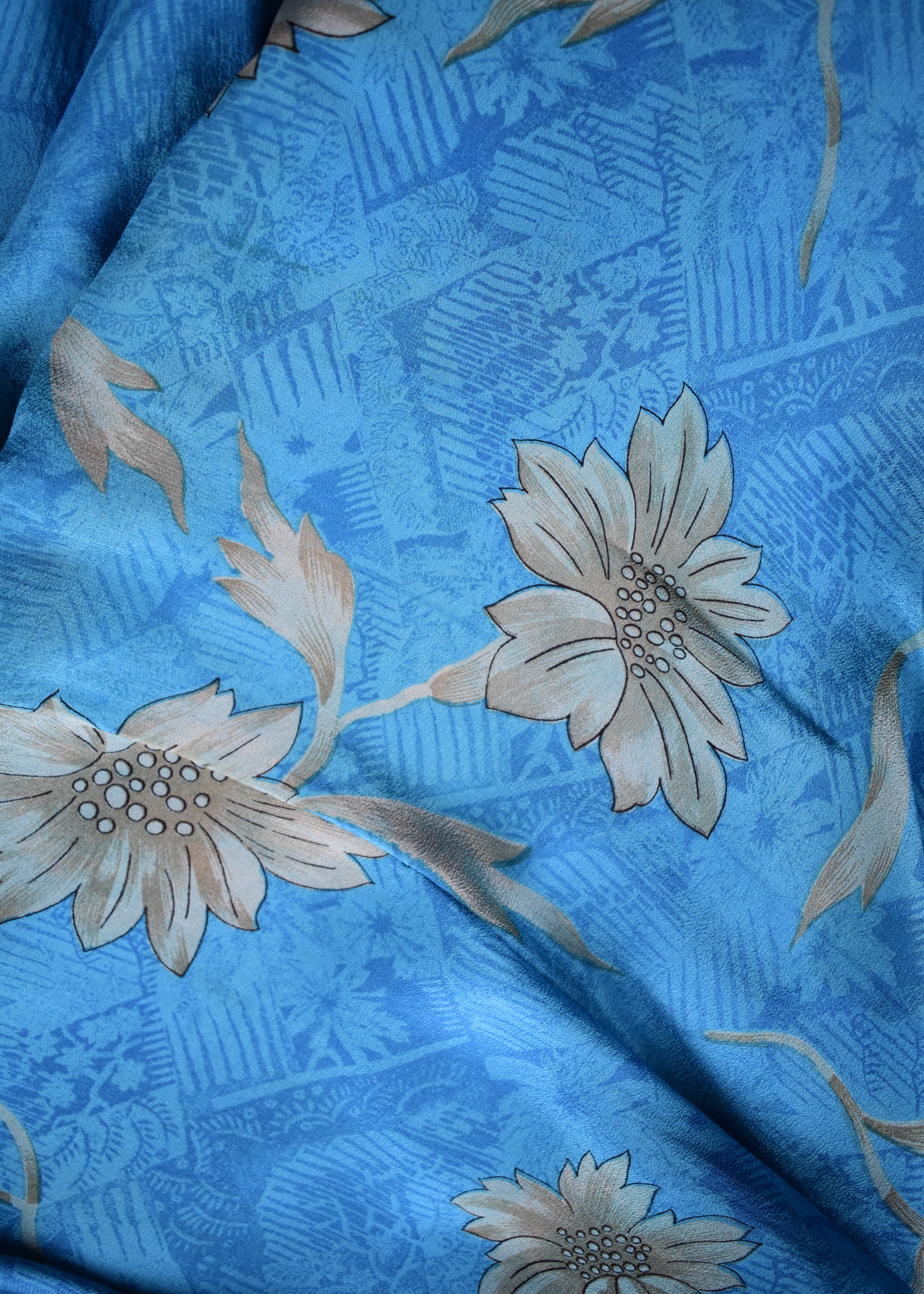 Eustoma Silk Crepe Swing Maxi Dress ~  Jewel S