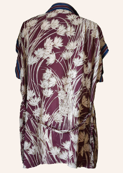 Pilea Silk Crepe Wrap Kimono Top ~ Caneel L/XL