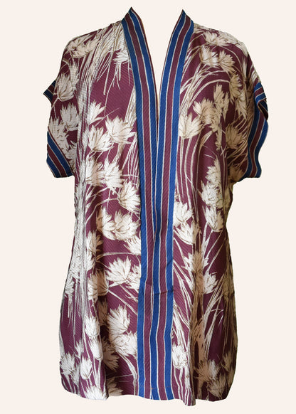 Pilea Silk Crepe Wrap Kimono Top ~ Caneel L/XL