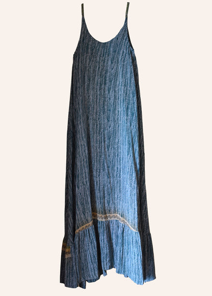 Eustoma Silk Crepe Swing Maxi Dress ~ Cinder XS