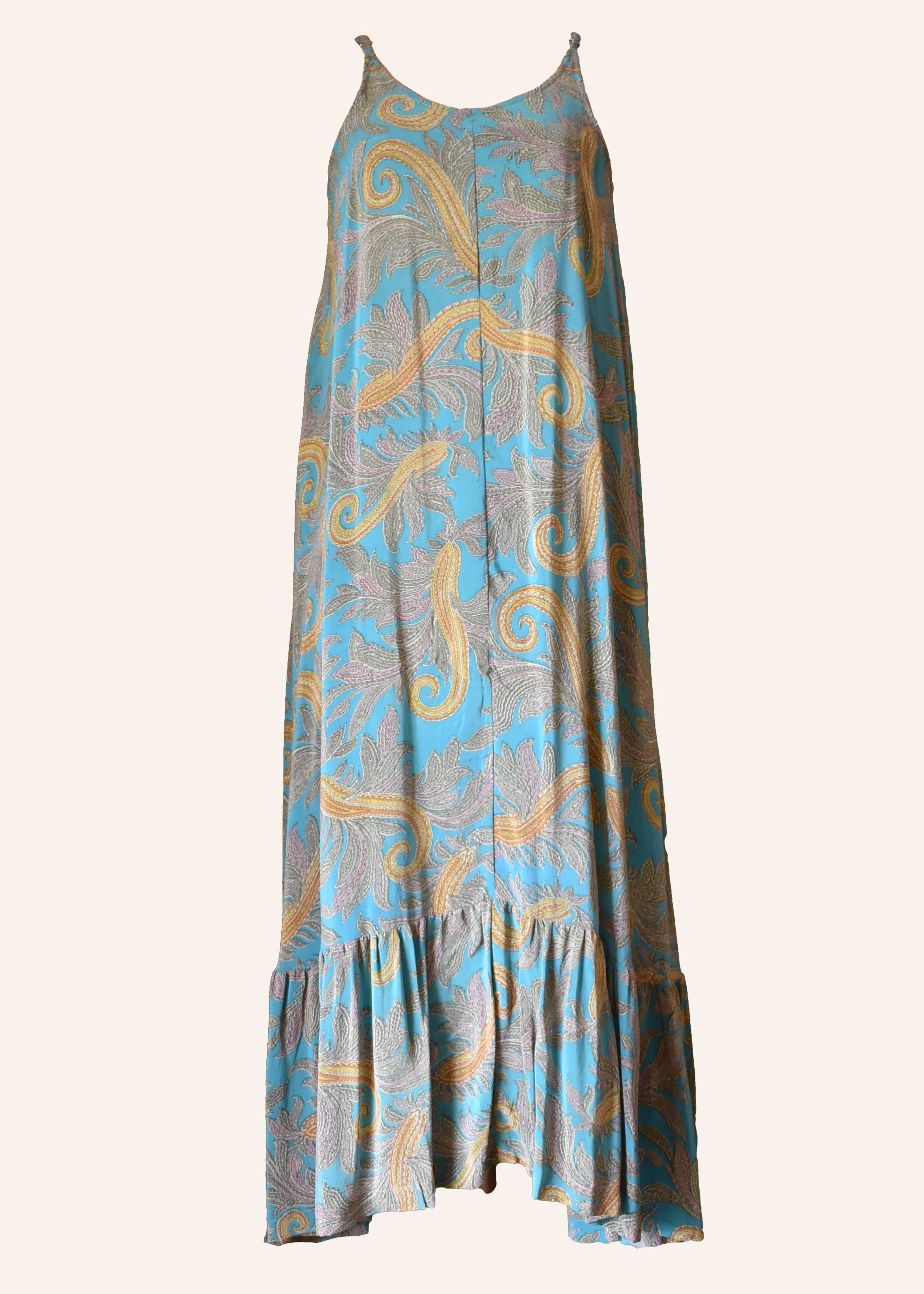 Eustoma Silk Crepe Swing Maxi Dress ~ Danube XL
