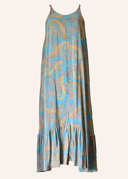 Eustoma Silk Crepe Swing Maxi Dress ~ Danube XL