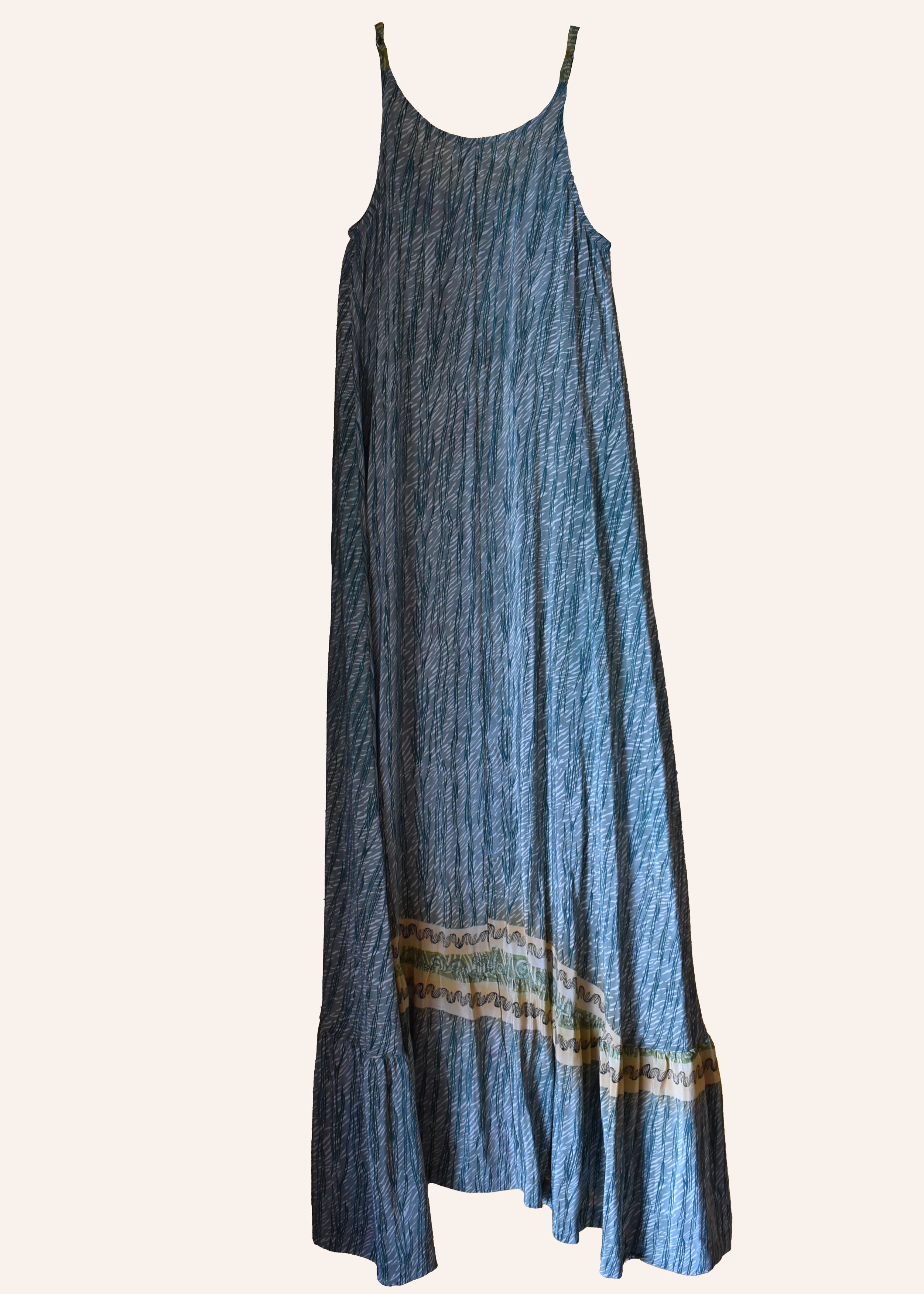 Eustoma Silk Crepe Swing Maxi Dress ~ Cinder XS