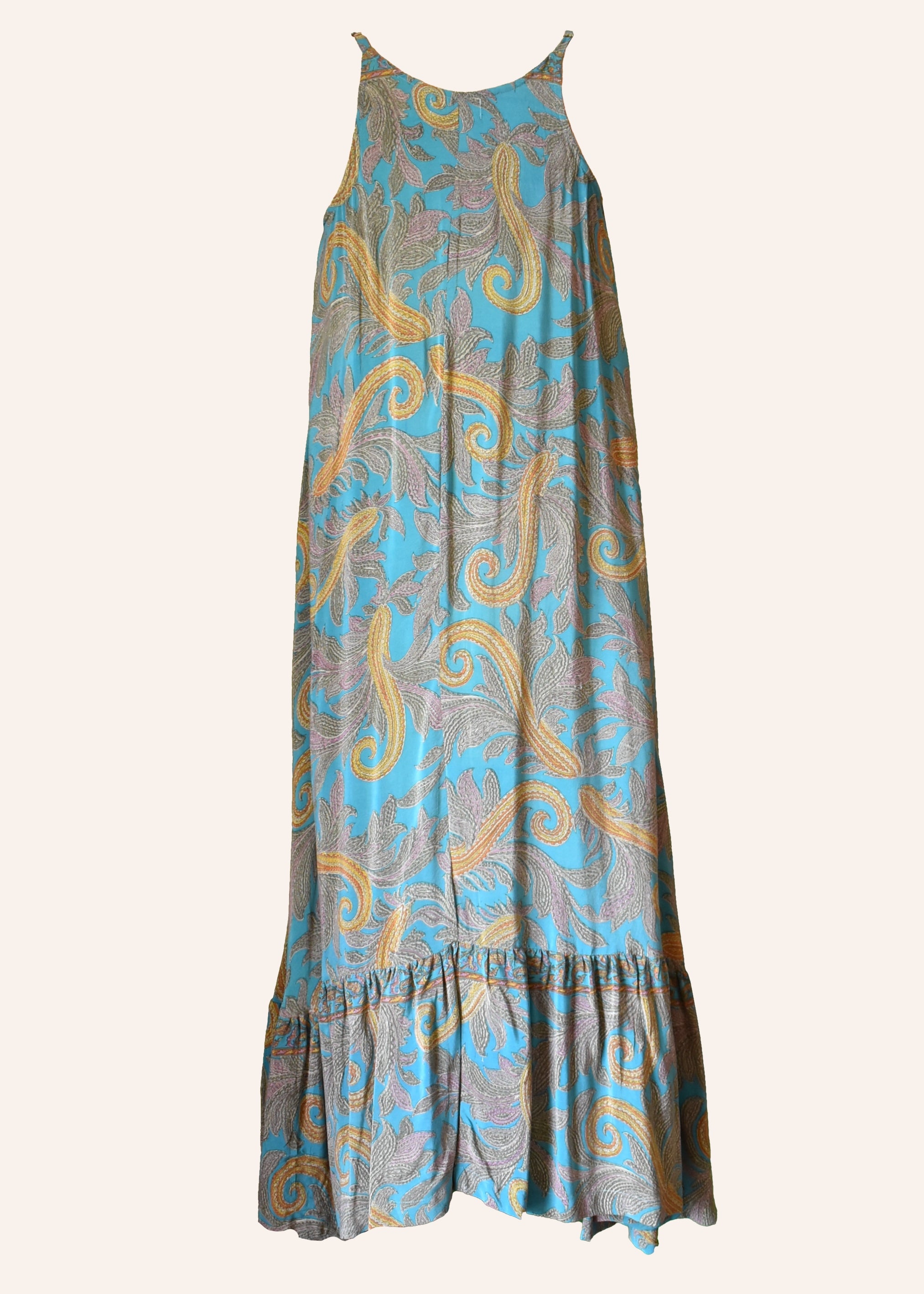 Eustoma Silk Crepe Swing Maxi Dress ~ Danube XL