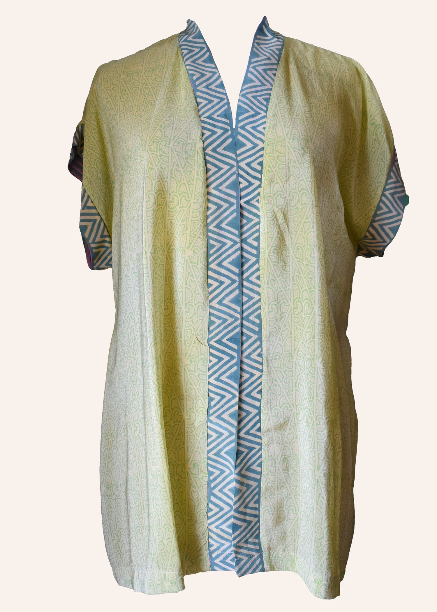 Pilea Silk Crepe Wrap Kimono Top ~ Endive L/XL