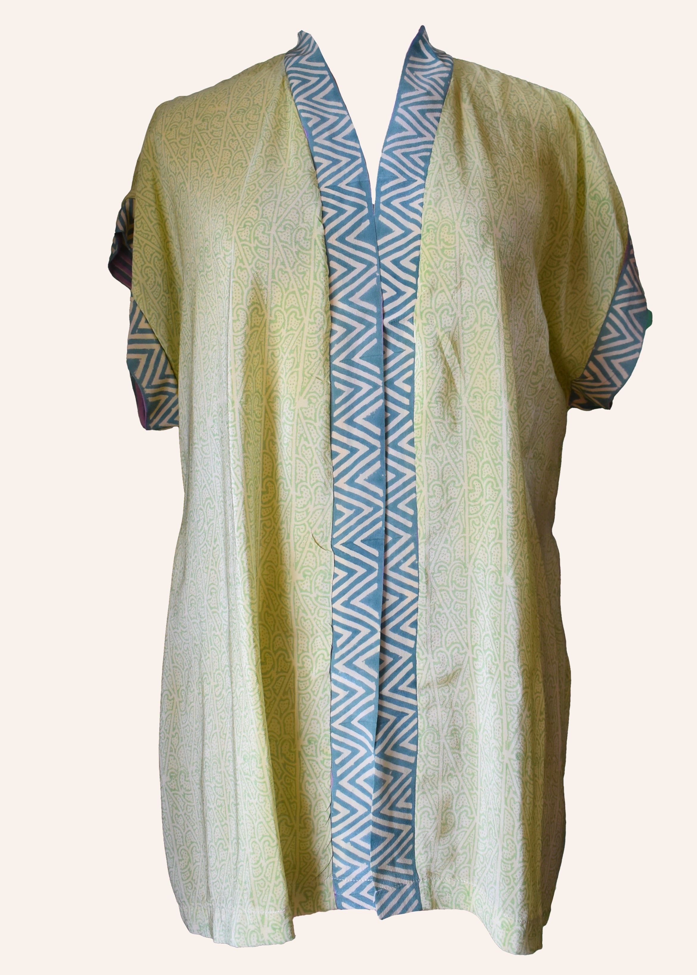 Pilea Silk Crepe Wrap Kimono Top ~ Endive L/XL