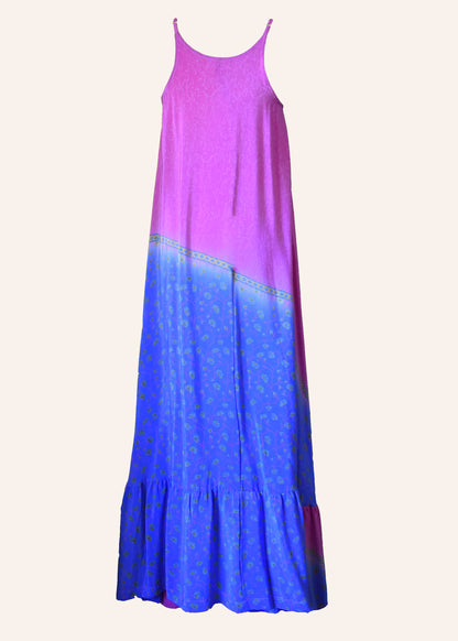 Eustoma Silk Crepe Swing Maxi Dress ~ Jewel M