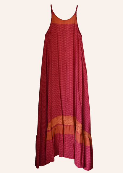 Eustoma Silk Crepe Swing Maxi Dress ~ Haute XS