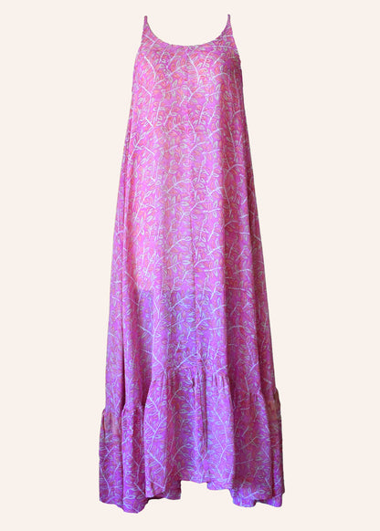 Eustoma Silk Crepe Swing Maxi Dress ~ Camelia M