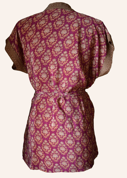 Pilea Silk Crepe Wrap Kimono Top ~ Damson S/M