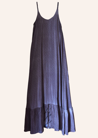 Eustoma Silk Crepe Swing Maxi Dress ~ Taupe XS