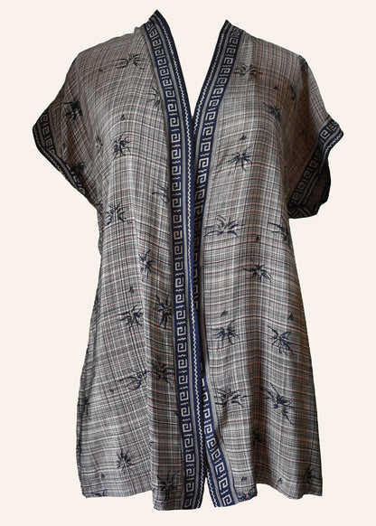 Pilea Silk Crepe Wrap Kimono Top ~ Roasted L/XL