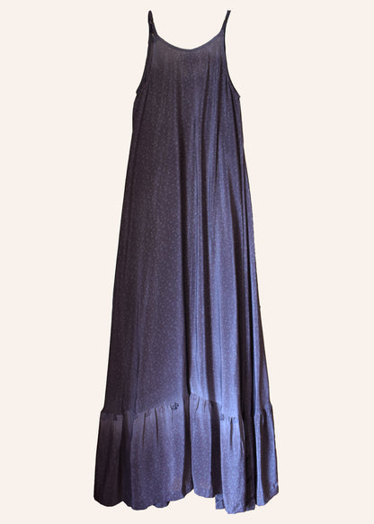 Eustoma Silk Crepe Swing Maxi Dress ~ Taupe XS