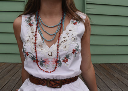 Bleeding Heart Cut-Work Embroidery Dress