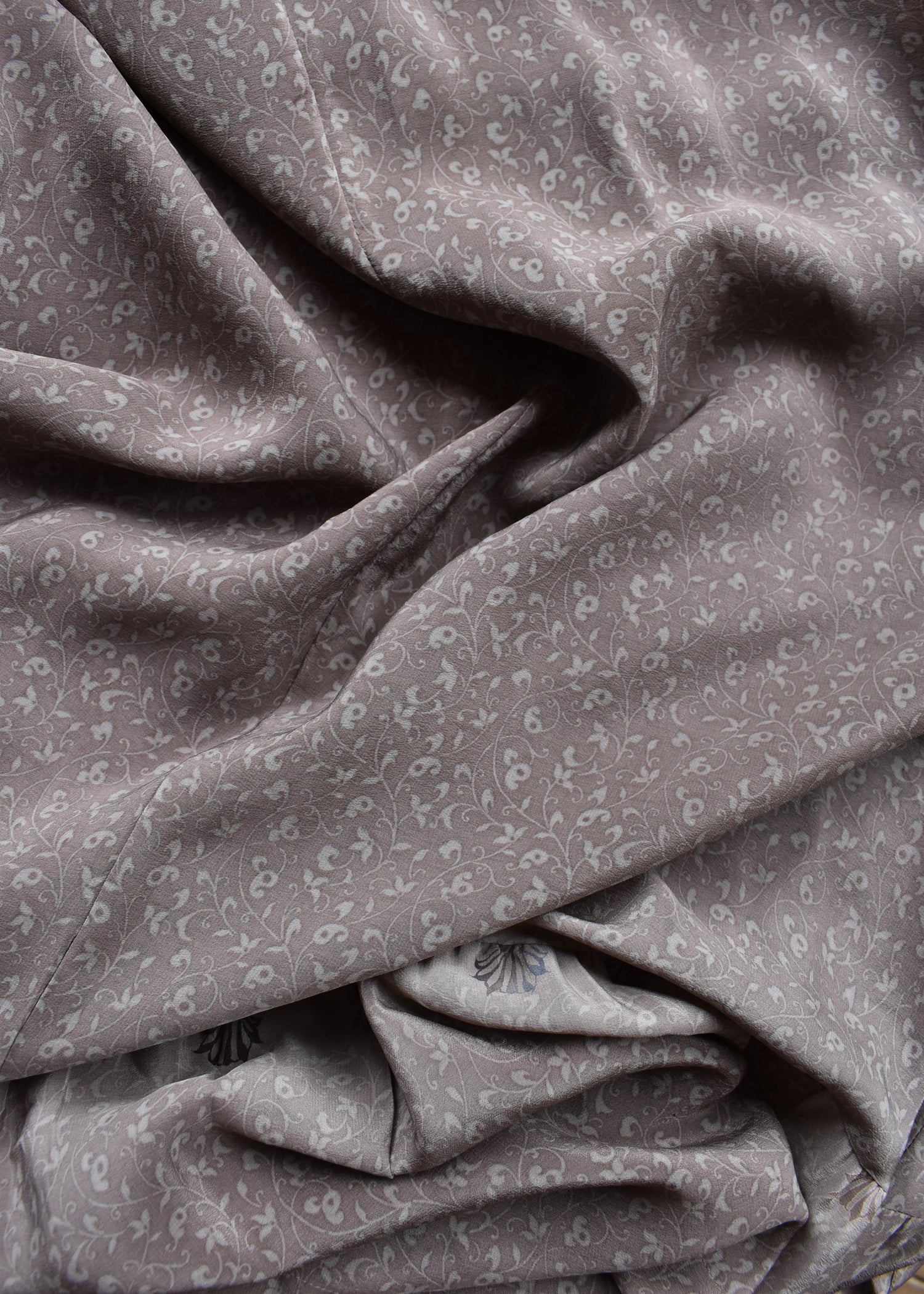 Eustoma Silk Crepe Swing Maxi Dress ~ Taupe XS