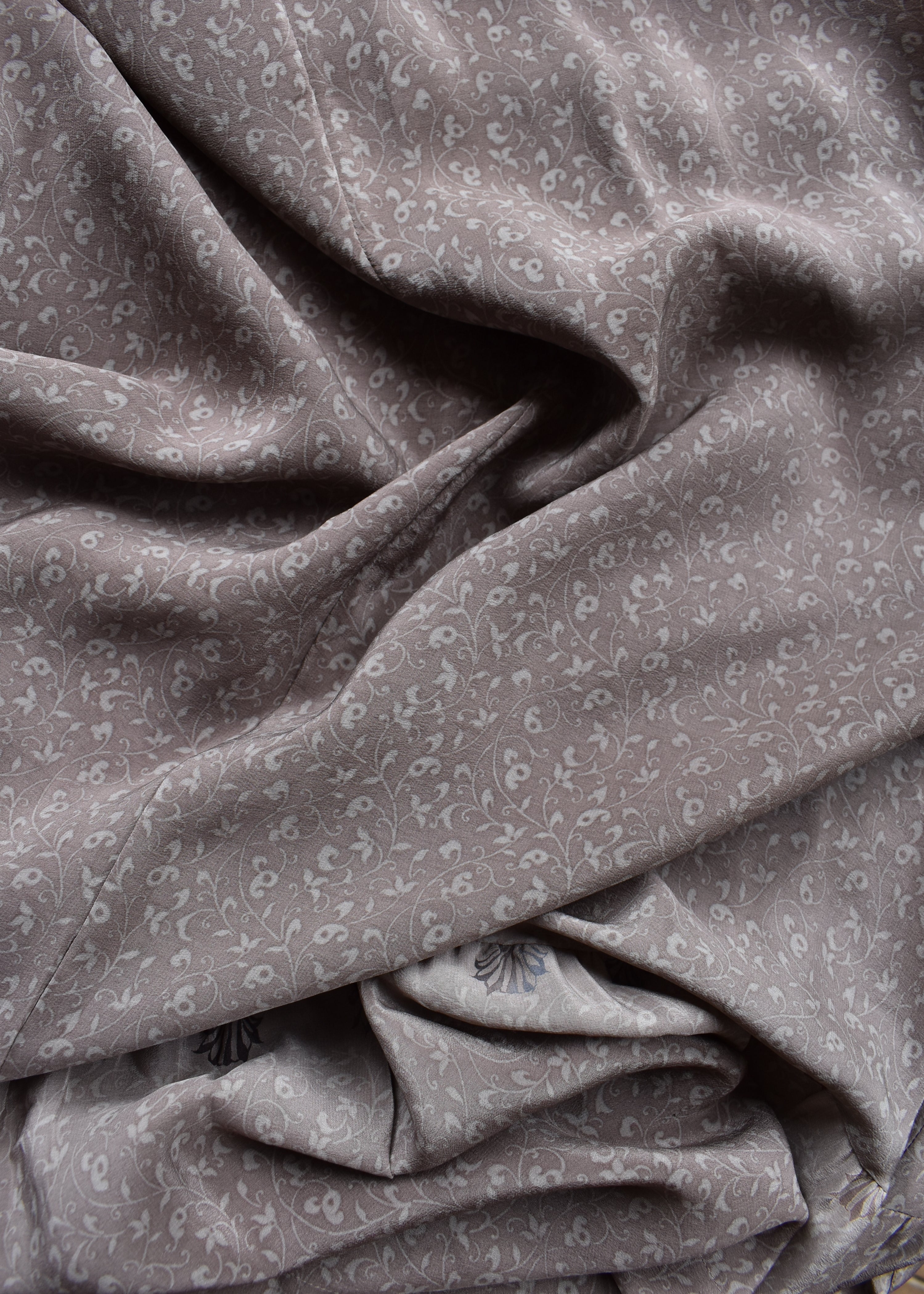 Eustoma Silk Crepe Swing Maxi Dress ~ Taupe XS