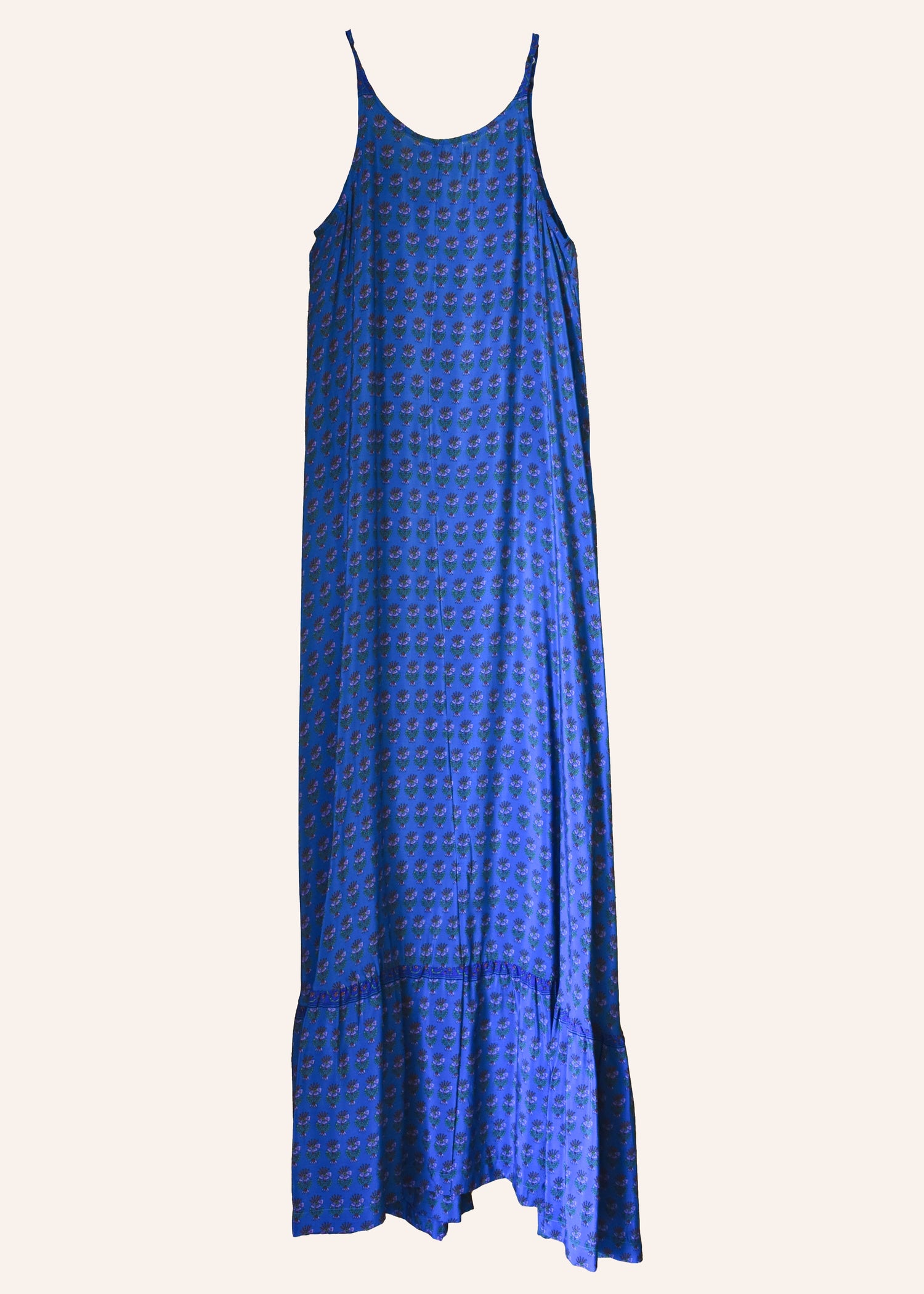 Eustoma Silk Crepe Swing Maxi Dress ~ Chambray XS
