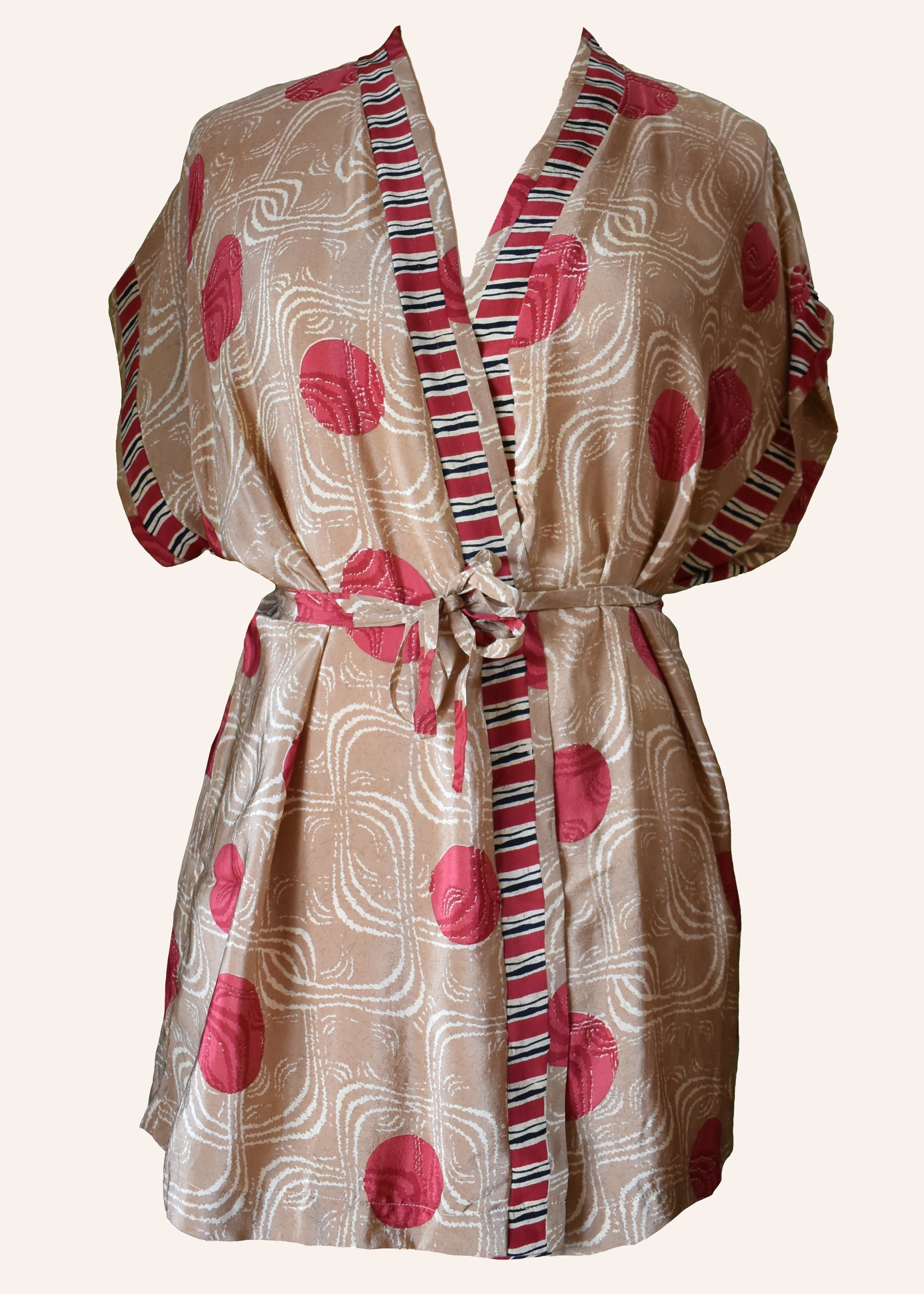 Pilea Silk Crepe Wrap Kimono Top ~ Arabian L/XL