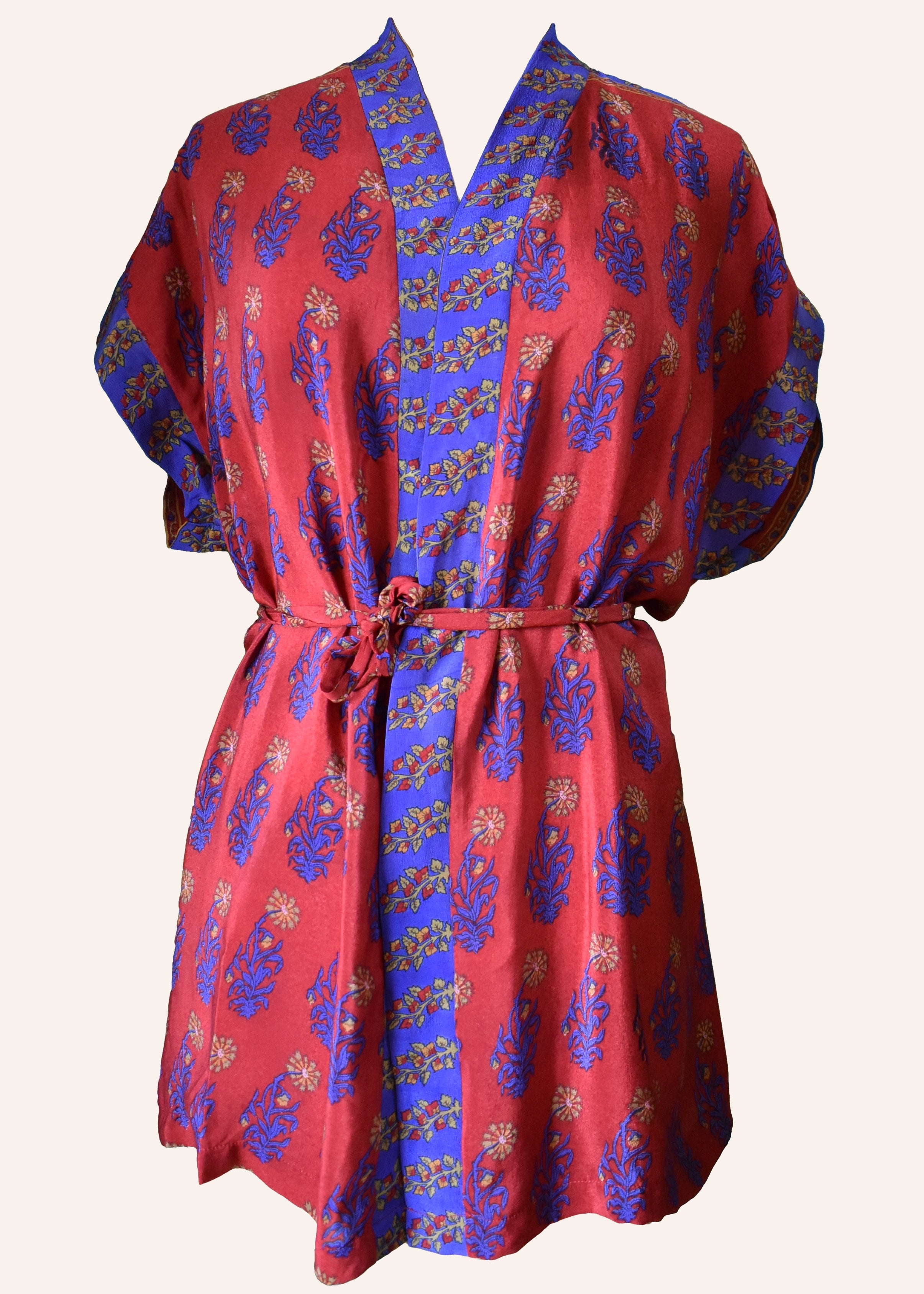 Pilea Silk Crepe Wrap Kimono Top ~ Canton L/XL