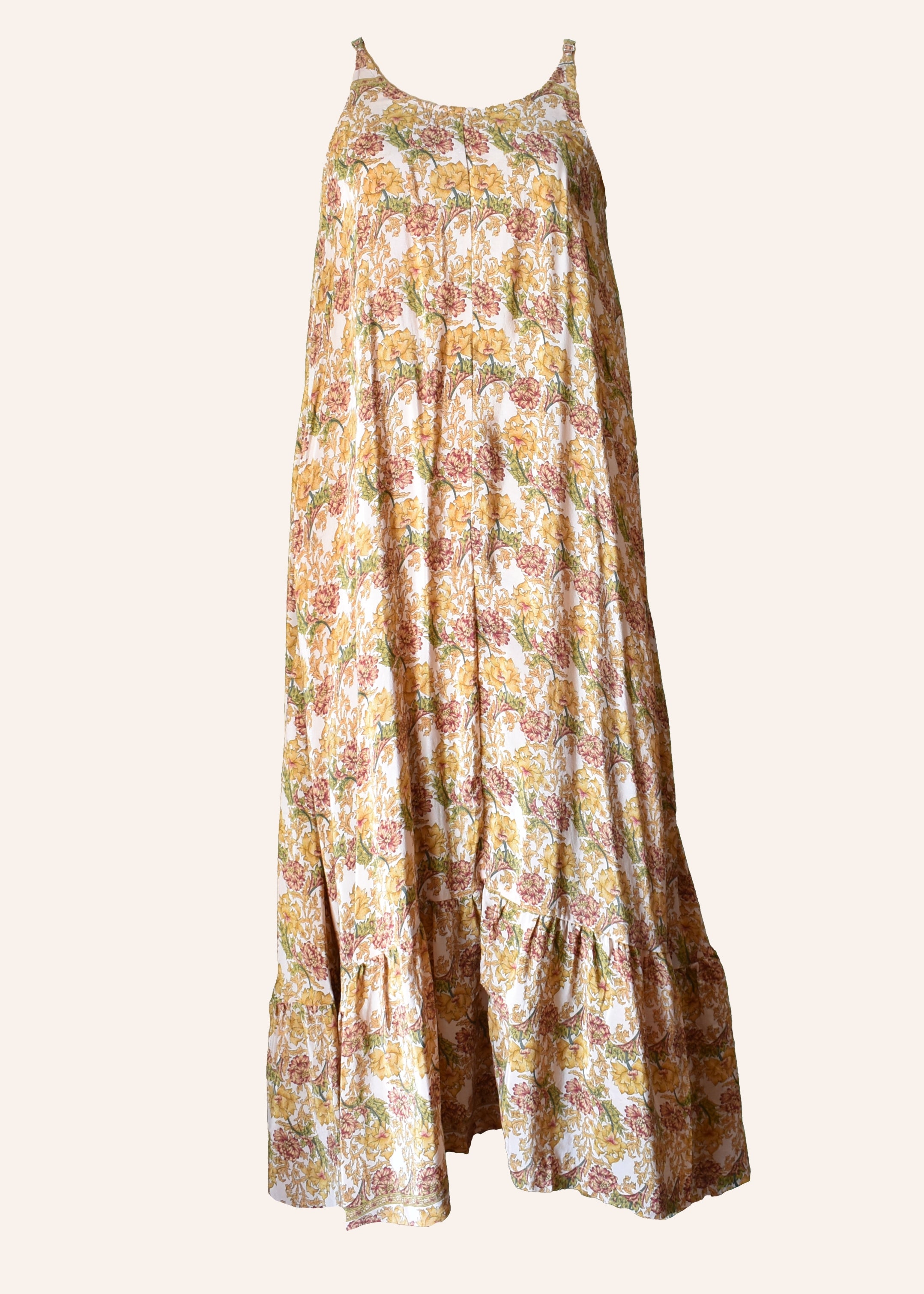 Eustoma Silk Crepe Swing Maxi Dress ~ Woods L