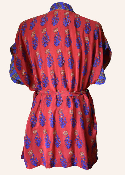 Pilea Silk Crepe Wrap Kimono Top ~ Canton L/XL