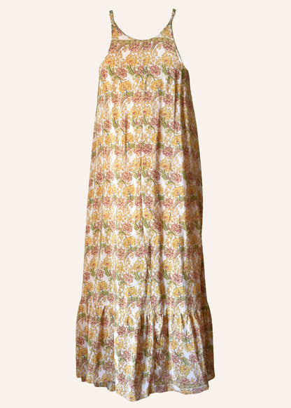 Eustoma Silk Crepe Swing Maxi Dress ~ Woods L