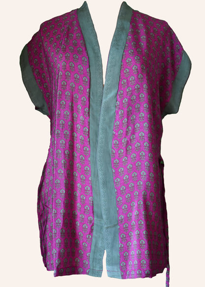 Pilea Silk Crepe Wrap Kimono Top ~ Vivacious S/M