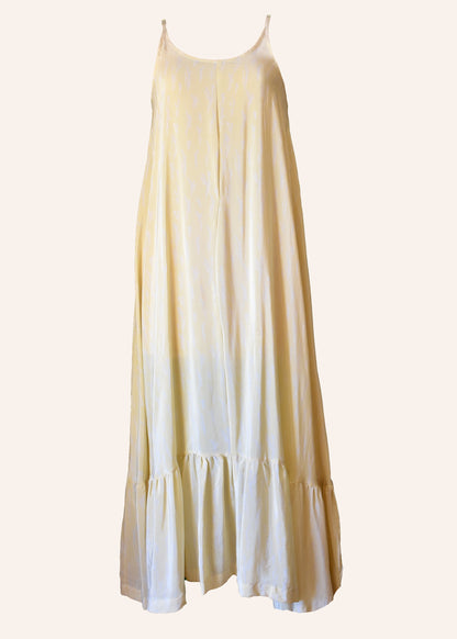 Eustoma Silk Crepe Swing Maxi Dress ~ Butter M