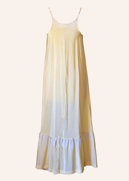Eustoma Silk Crepe Swing Maxi Dress ~ Butter M