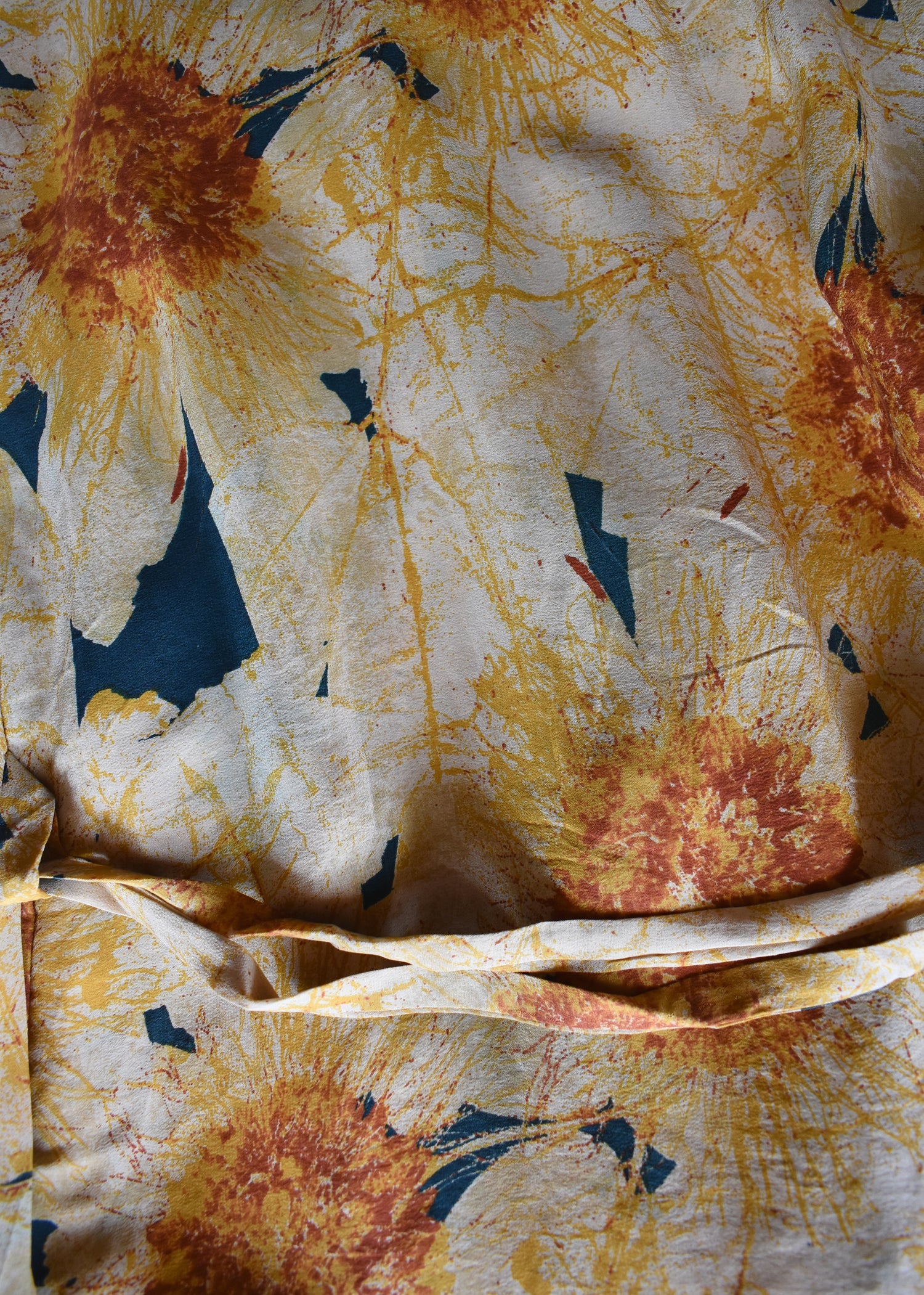 Pilea Silk Crepe Wrap Kimono Top ~ Sunflower S/M