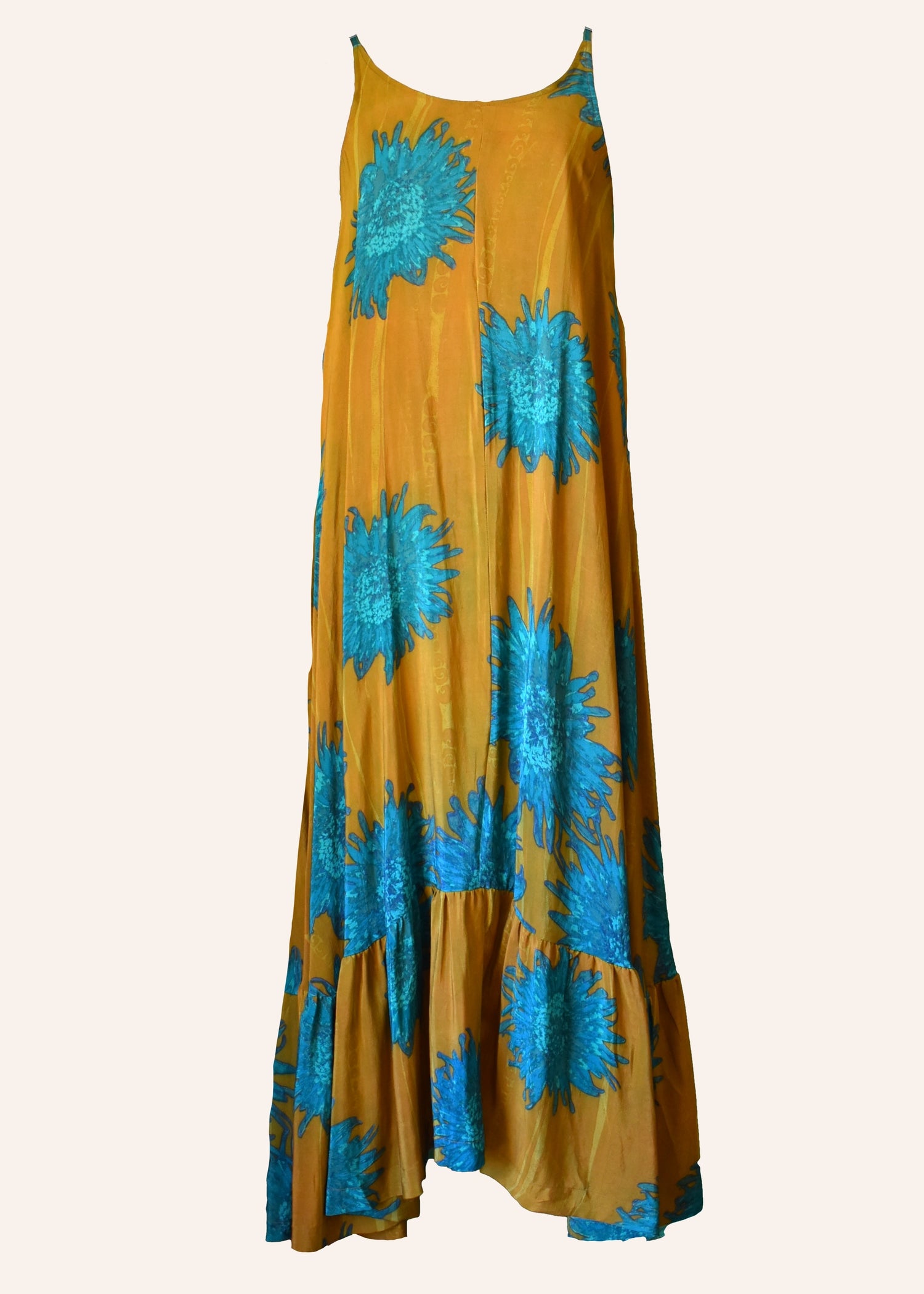 Eustoma Silk Crepe Swing Maxi Dress ~ Tawny M
