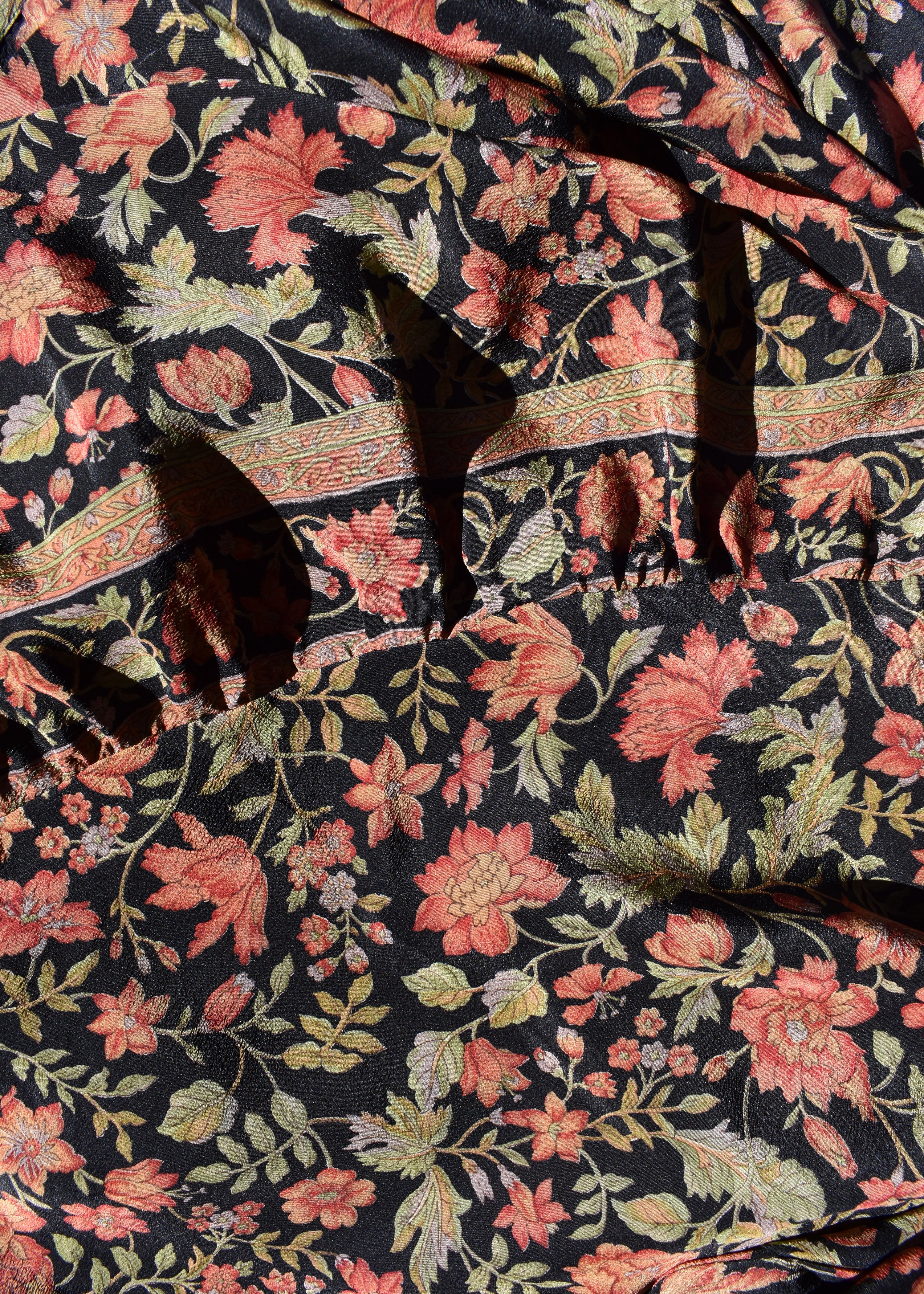 Eustoma Silk Crepe Swing Maxi Dress ~ Midnight L