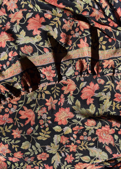 Eustoma Silk Crepe Swing Maxi Dress ~ Midnight L