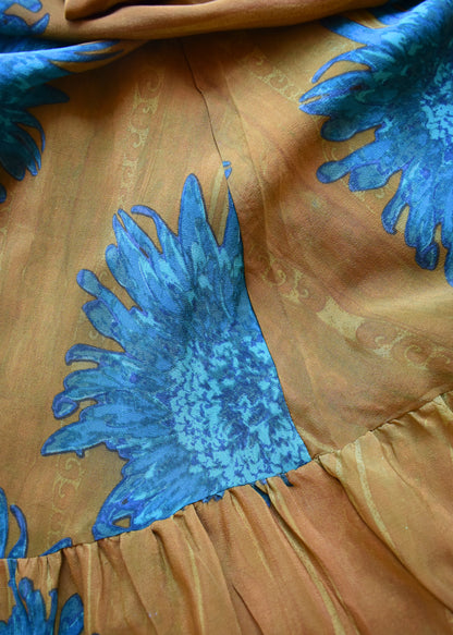 Eustoma Silk Crepe Swing Maxi Dress ~ Tawny M