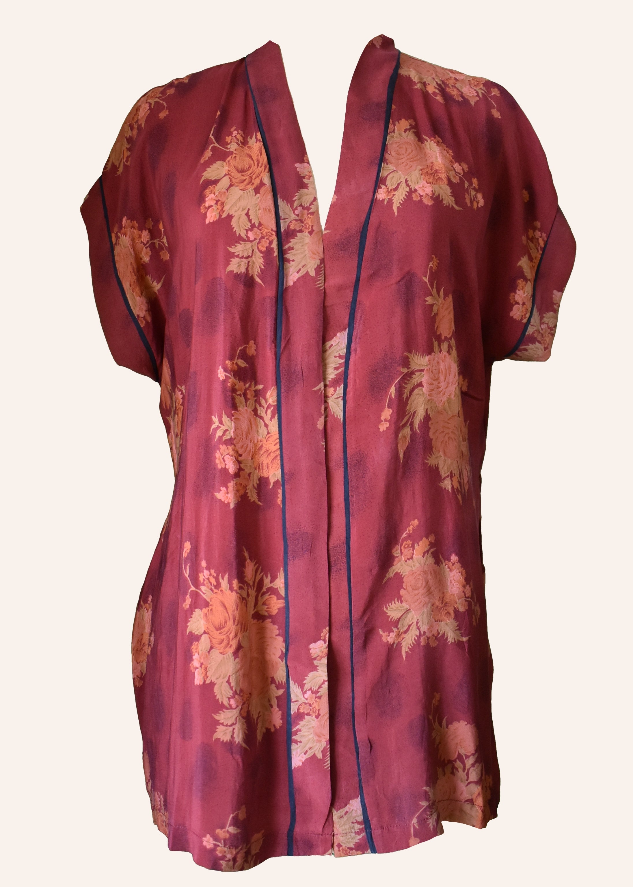 Pilea Silk Crepe Wrap Kimono Top ~ Ochre L/XL