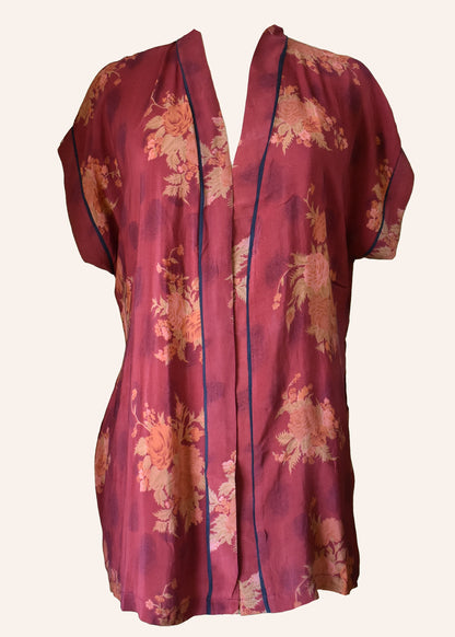 Pilea Silk Crepe Wrap Kimono Top ~ Ochre L/XL