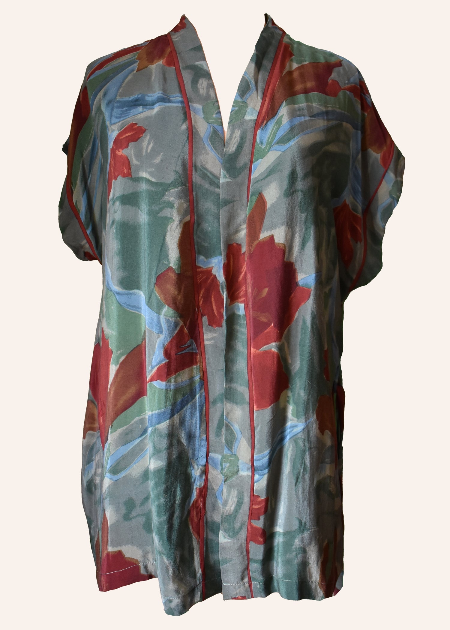 Pilea Silk Crepe Wrap Kimono Top ~ Tapestry L/XL