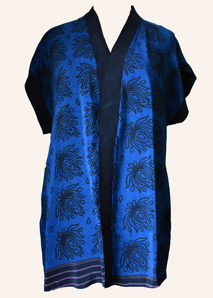 Pilea Silk Crepe Wrap Kimono Top ~ Savvy L/XL