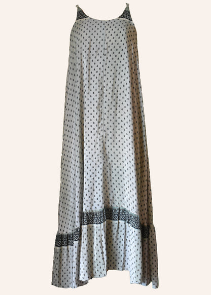 Eustoma Silk Crepe Swing Maxi Dress ~ Fjord XL