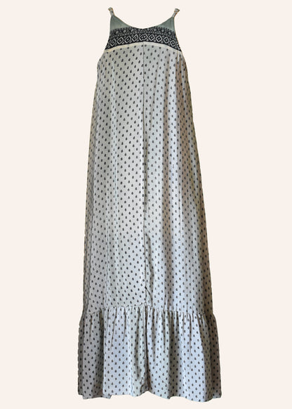 Eustoma Silk Crepe Swing Maxi Dress ~ Fjord XL