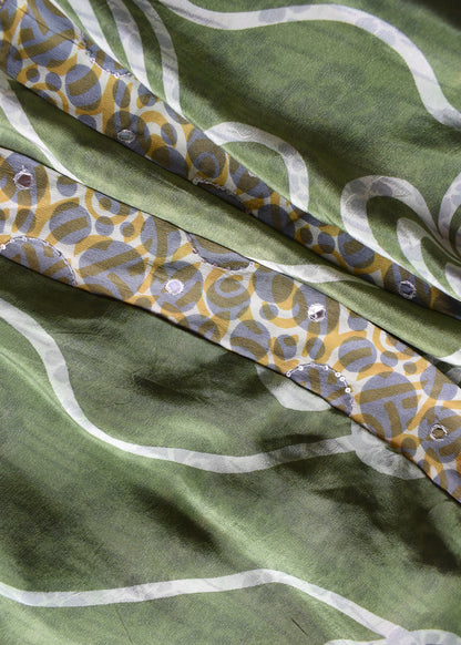 Pilea Silk Crepe Wrap Kimono Top ~ Kiwi L/XL