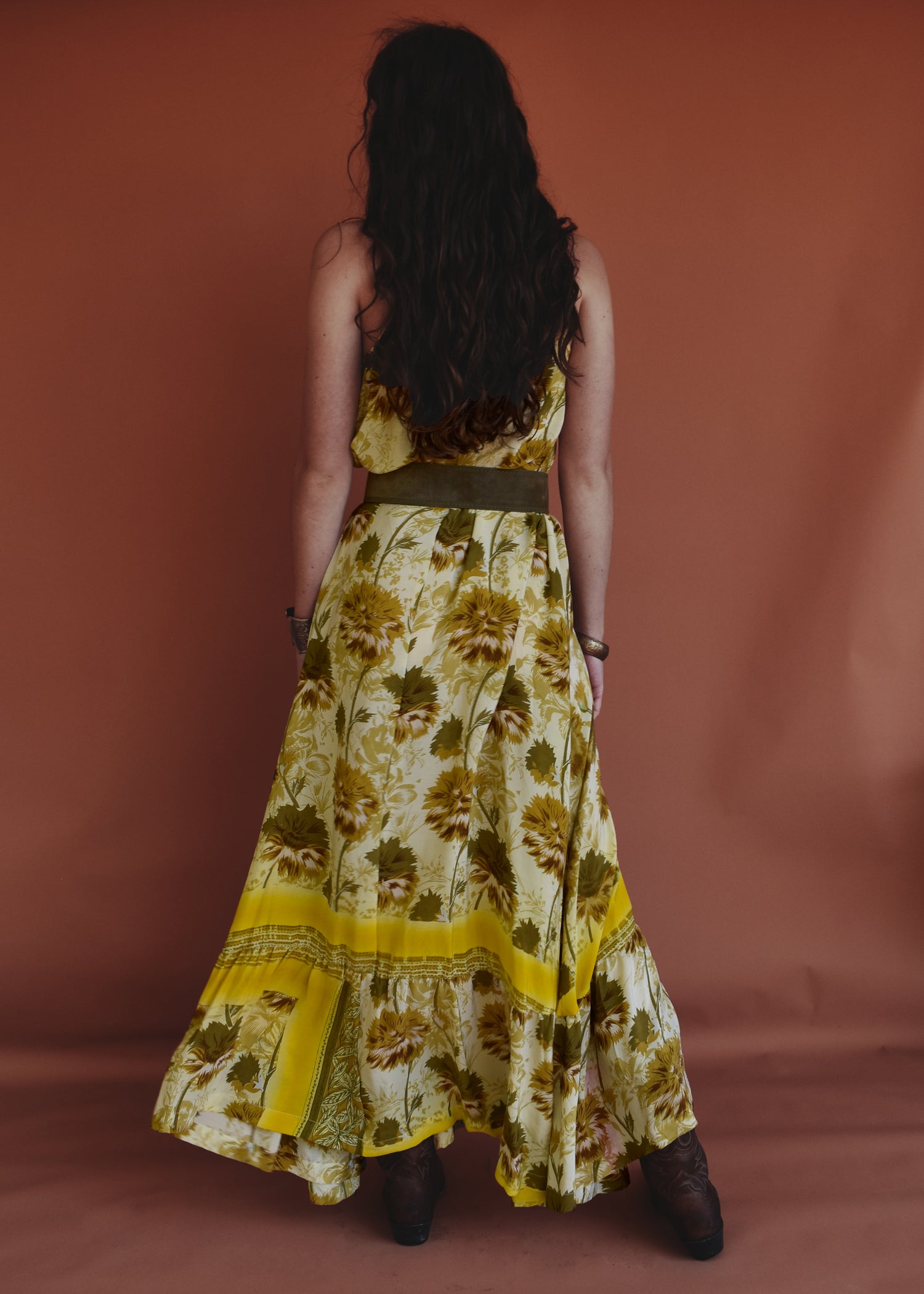 Eustoma Silk Crepe Swing Maxi Dress ~ Frankie L