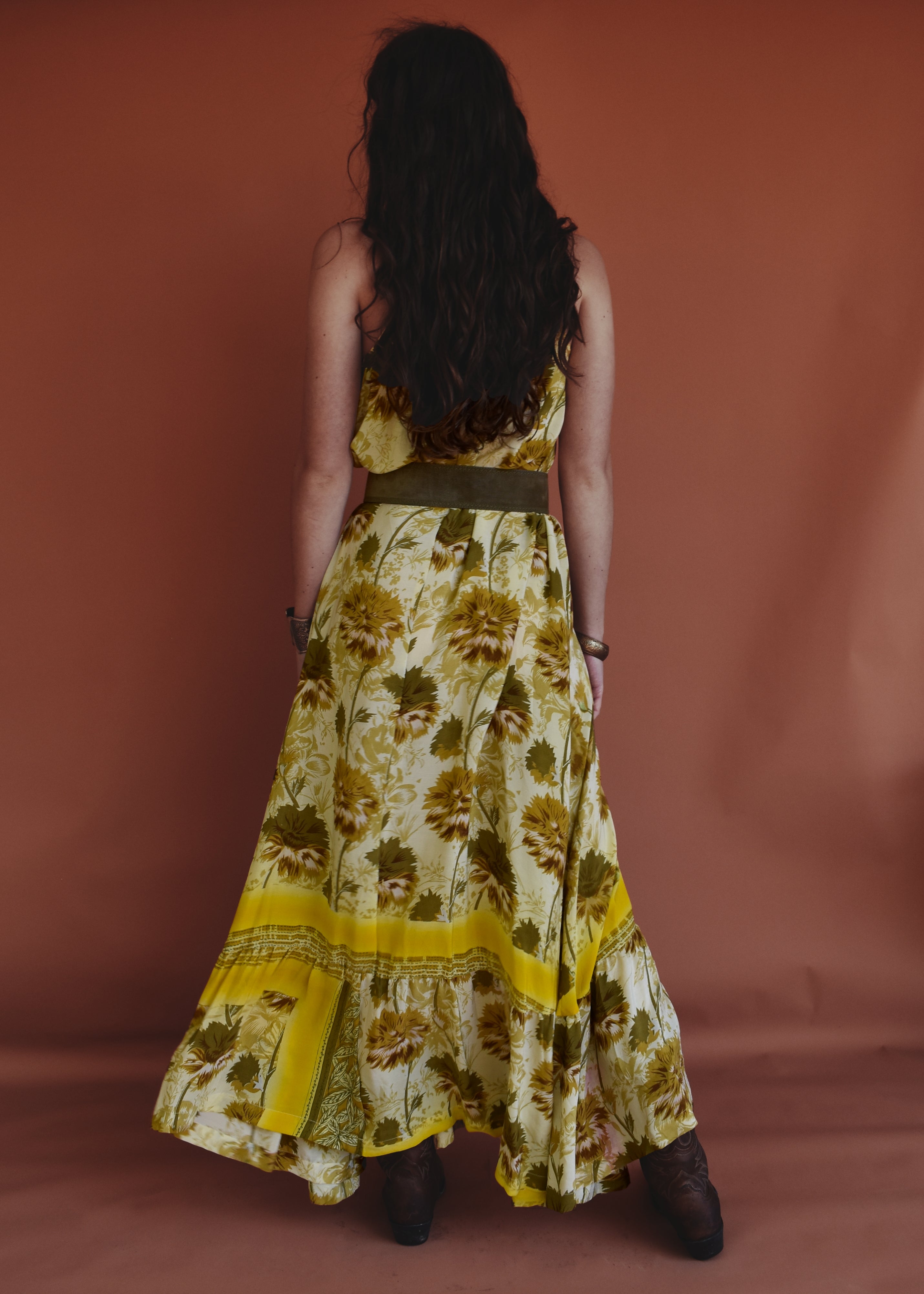 Eustoma Silk Crepe Swing Maxi Dress ~ Frankie L