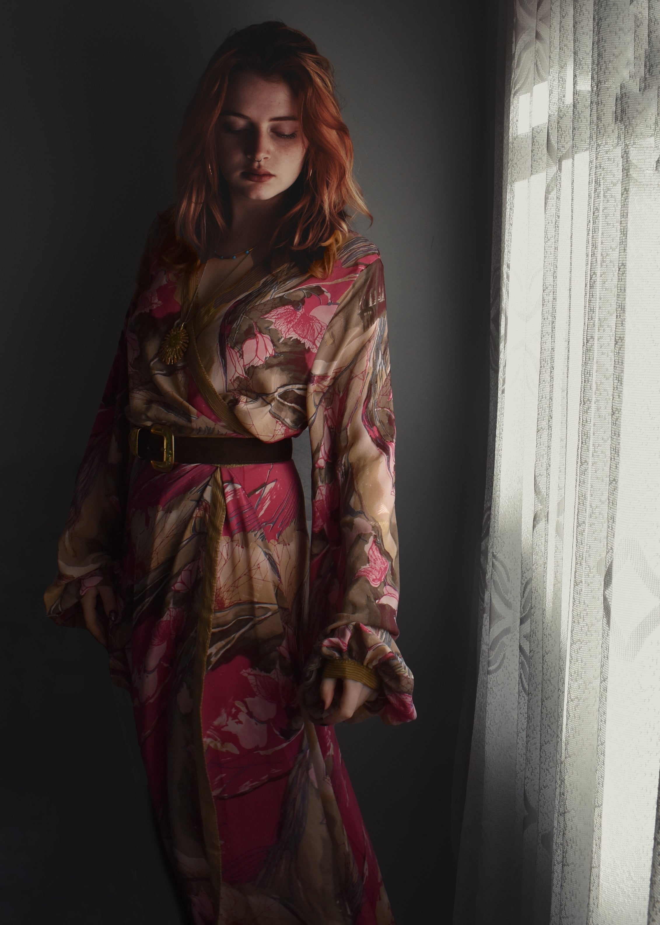 Caladium Wrap Silk Dress ~  Taos XL