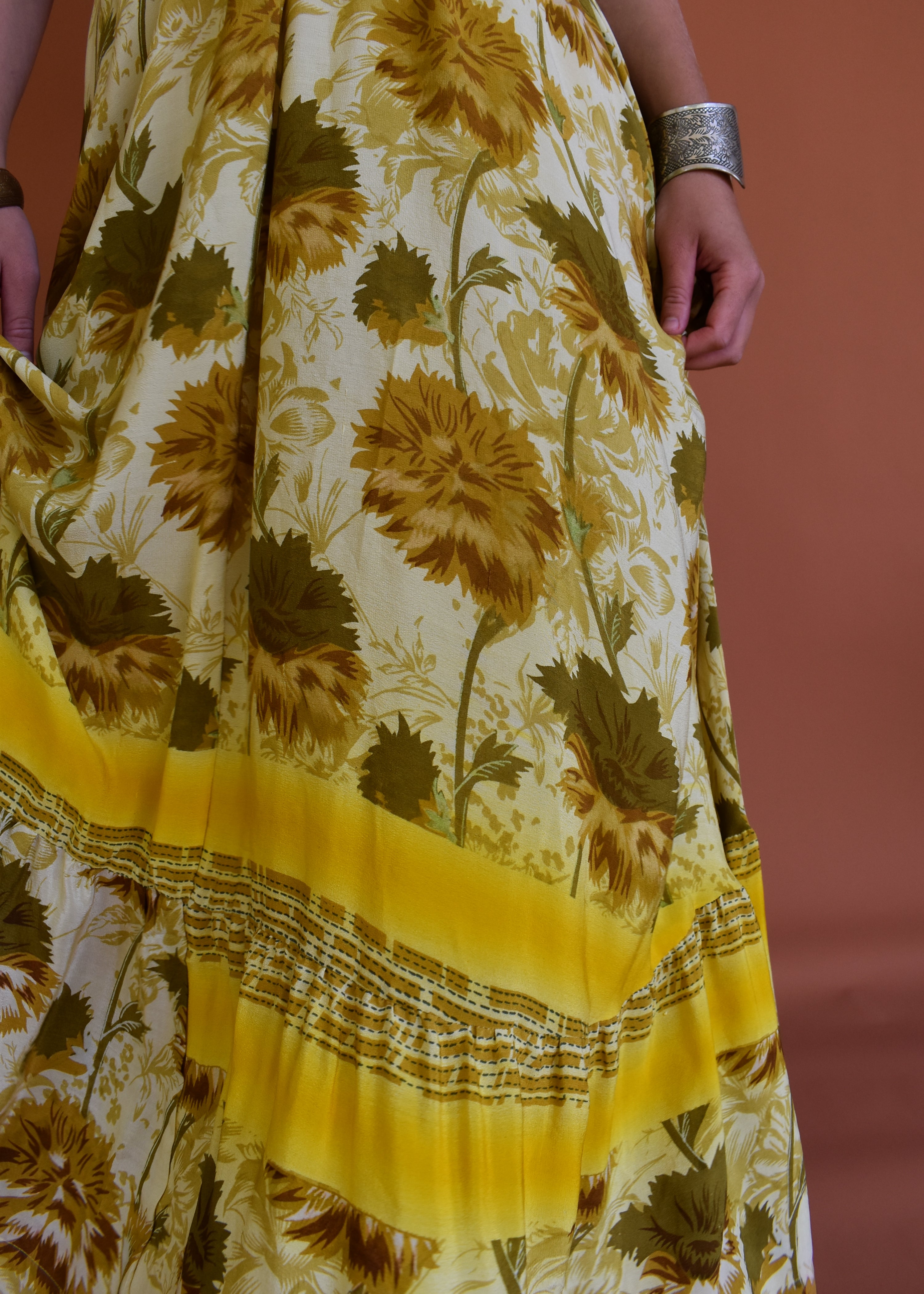 Eustoma Silk Crepe Swing Maxi Dress ~ Frankie L