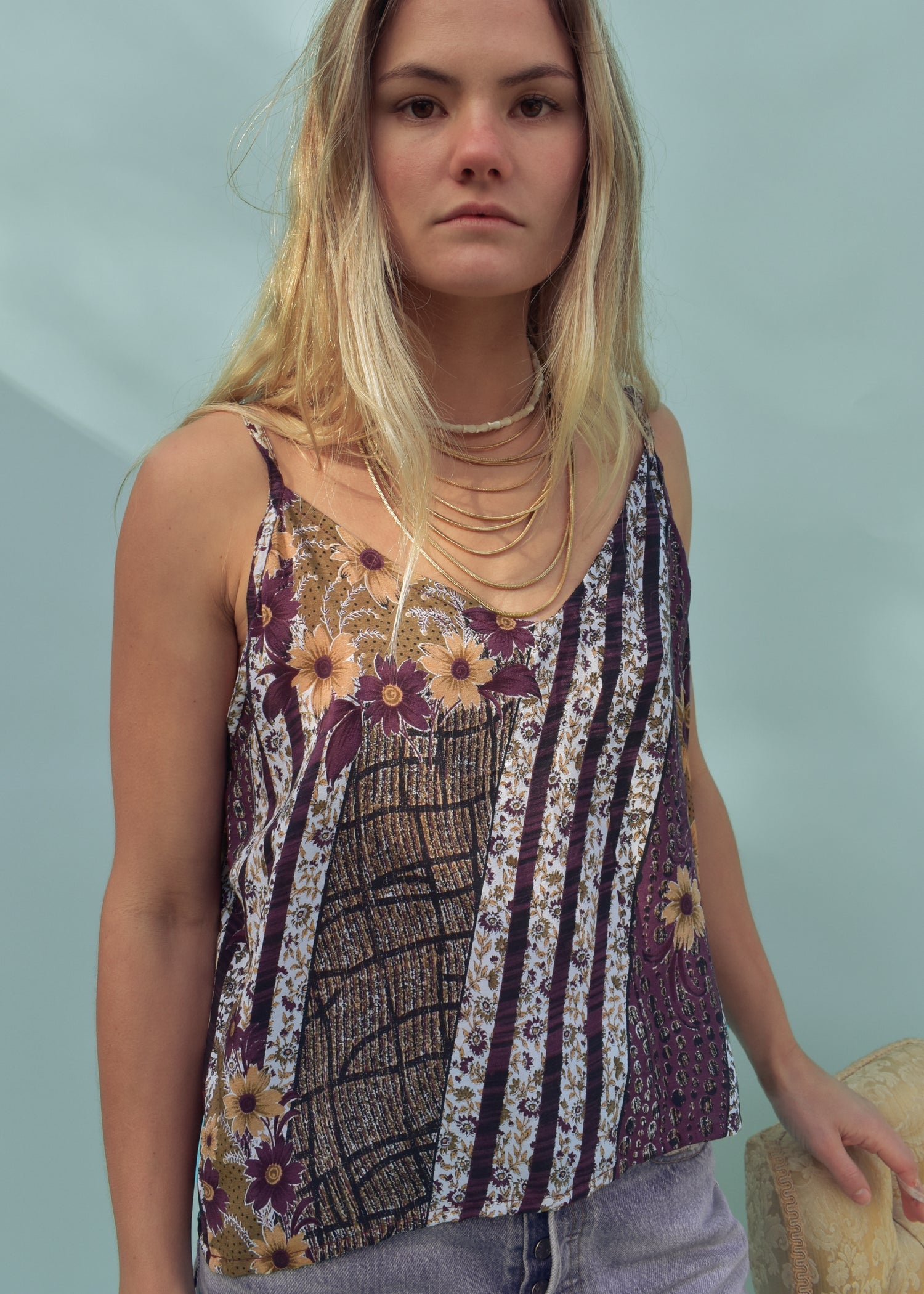 Reseda Silk Crepe Camisole Top ~ Plum XL