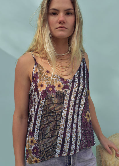 Reseda Silk Crepe Camisole Top ~ Plum XL